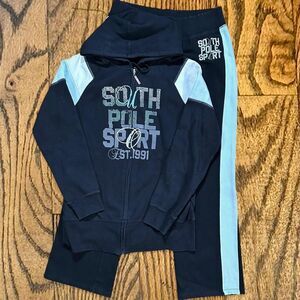 Y2K SouthPole Rhinestoned Tracksuit Matching Jacket and Sweatpants